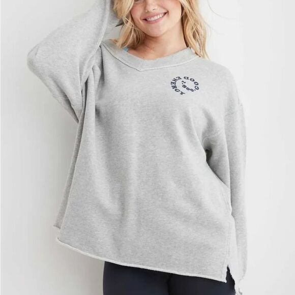 Aerie oversized off the shoulder v neck women's sweatshirt size medium - Picture 5 of 14